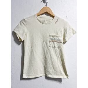 Patagonia Tee Shirt Womens XS Cream Crewneck Short Sleeve Ridge Rise Logo